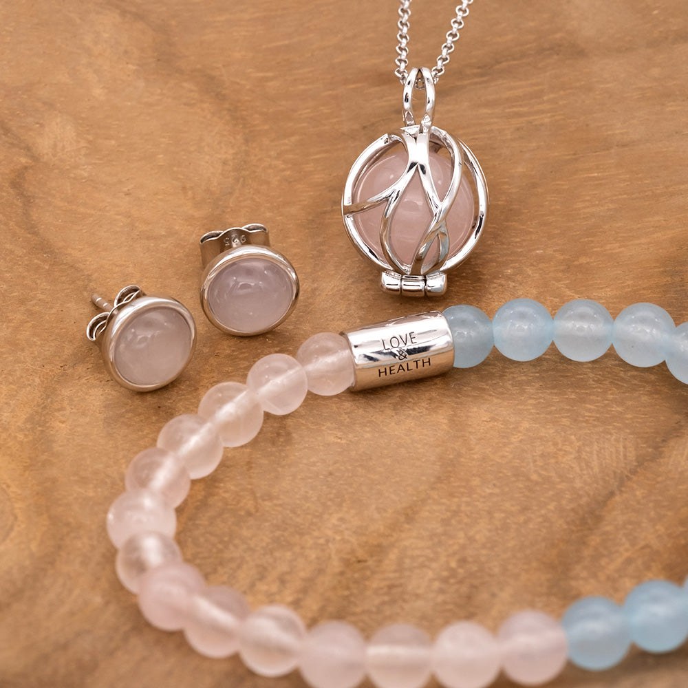 Engelsrufer HEAL Kette Powerful Stone - Kraftstein - Rosenquarz - Silber rhodiniert Rosa 42cm Gr. XS – Ansicht 5
