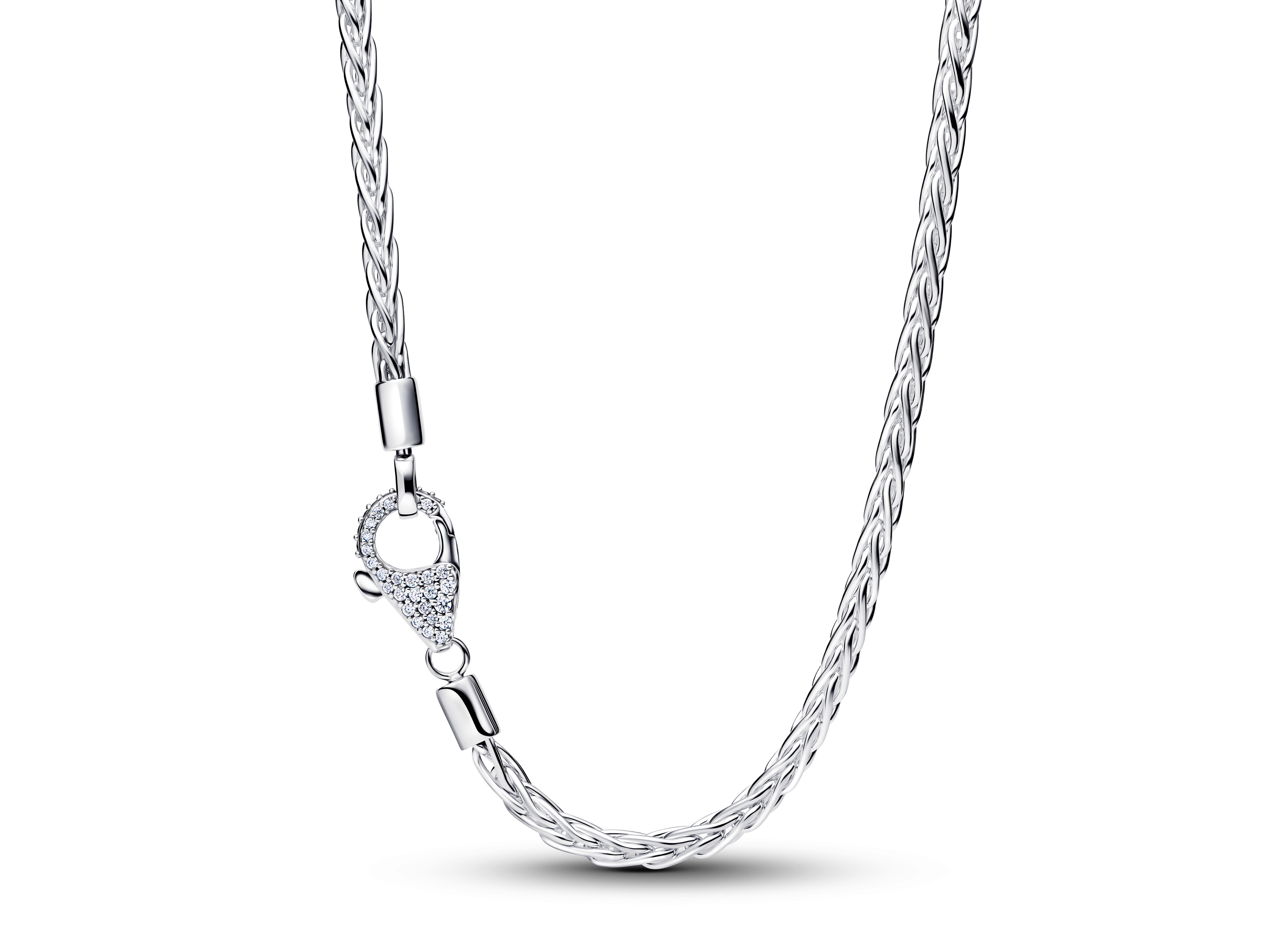 Pandora 394463C01-45 - Fuchsschwanz-Charm-Halskette mit Pavé-Verschluss - Sterling Silber - Zirkonia - 45 cm