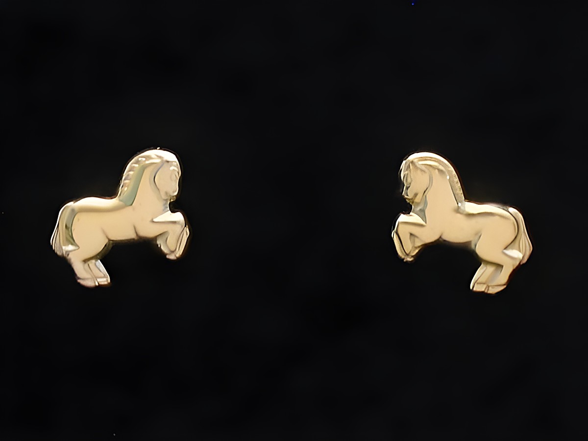 Ohrringe Pferdchen Pony Gold von Juwelier Harnisch, ideal für Kinder, süßes Pferdchen-Design, perfekt für kleine Tierliebhaber, leicht und angenehm zu tragen.