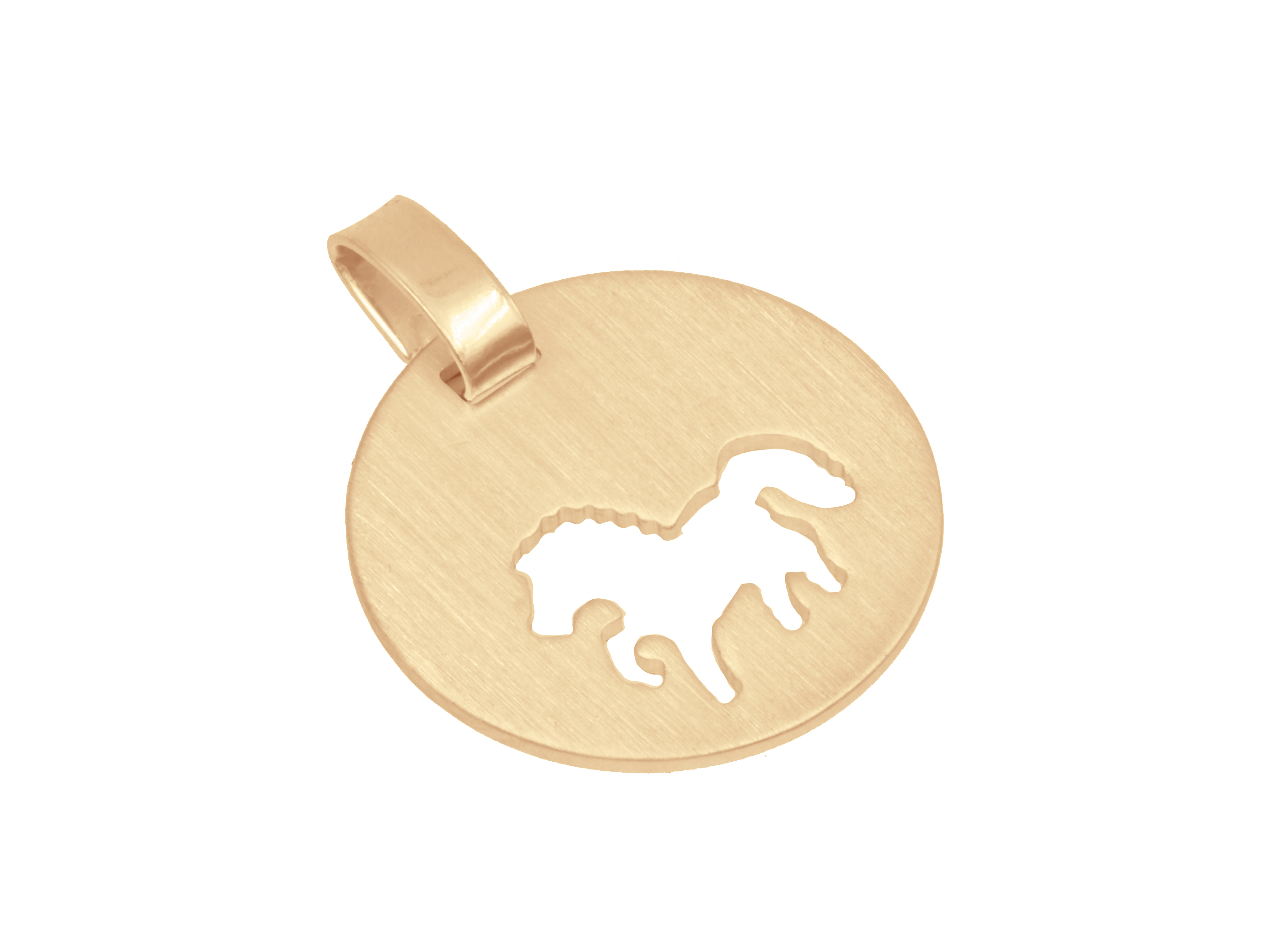 Anhänger Gravurplatte Pferd - Sterling Silber Roségold Vergoldung - 16 mm Anhänger aus Sterling Silber mit Roségold Vergoldung, Durchmesser 16 mm, mit einer stilisierten Pferdegravur in der Mitte, Hersteller Juwelier Harnisch, neu.