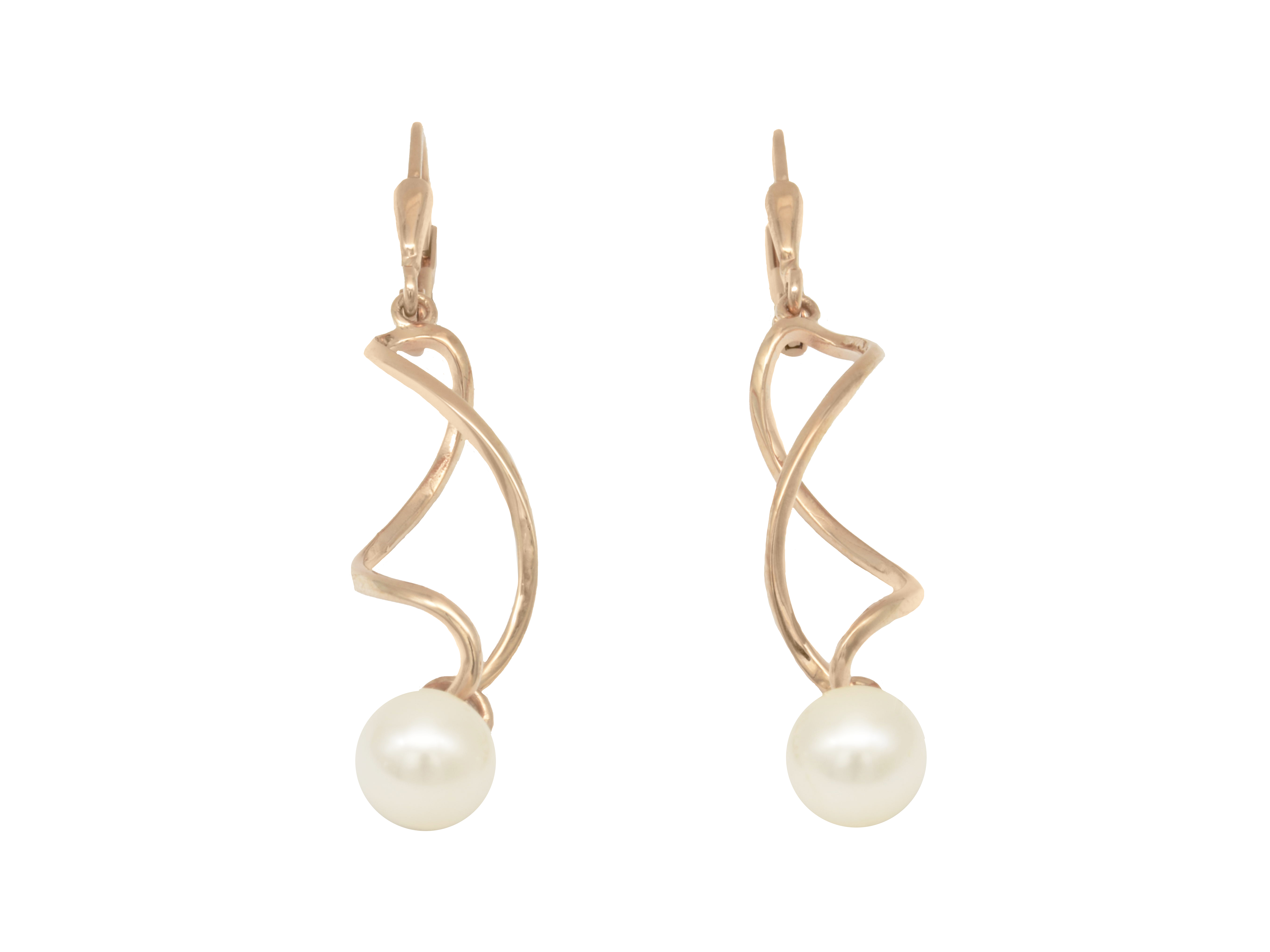 Ohrhänger Perlenwirbel - Sterling Silber 925 vergoldet Roségold poliert - Perle Süßwasser Zuchtperle Ohrhänger mit Perlenwirbel aus Sterling Silber 925 vergoldet in Roségold poliert, ausgestattet mit einer Süßwasser Zuchtperle, Hersteller Juwelier Harnisch.