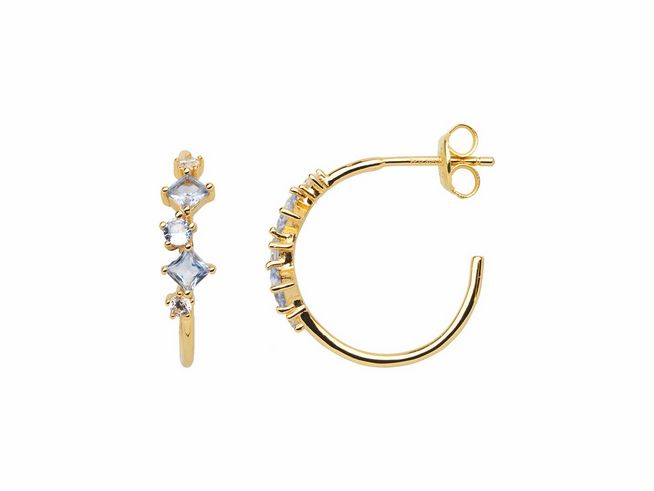 Xenox Sterling Silber Ohrringe XS2359G SPLASH in Gelbgold Vergütung, elegantes Design mit funkelnden Steinen, idealer Ohrschmuck für jedes Outfit.