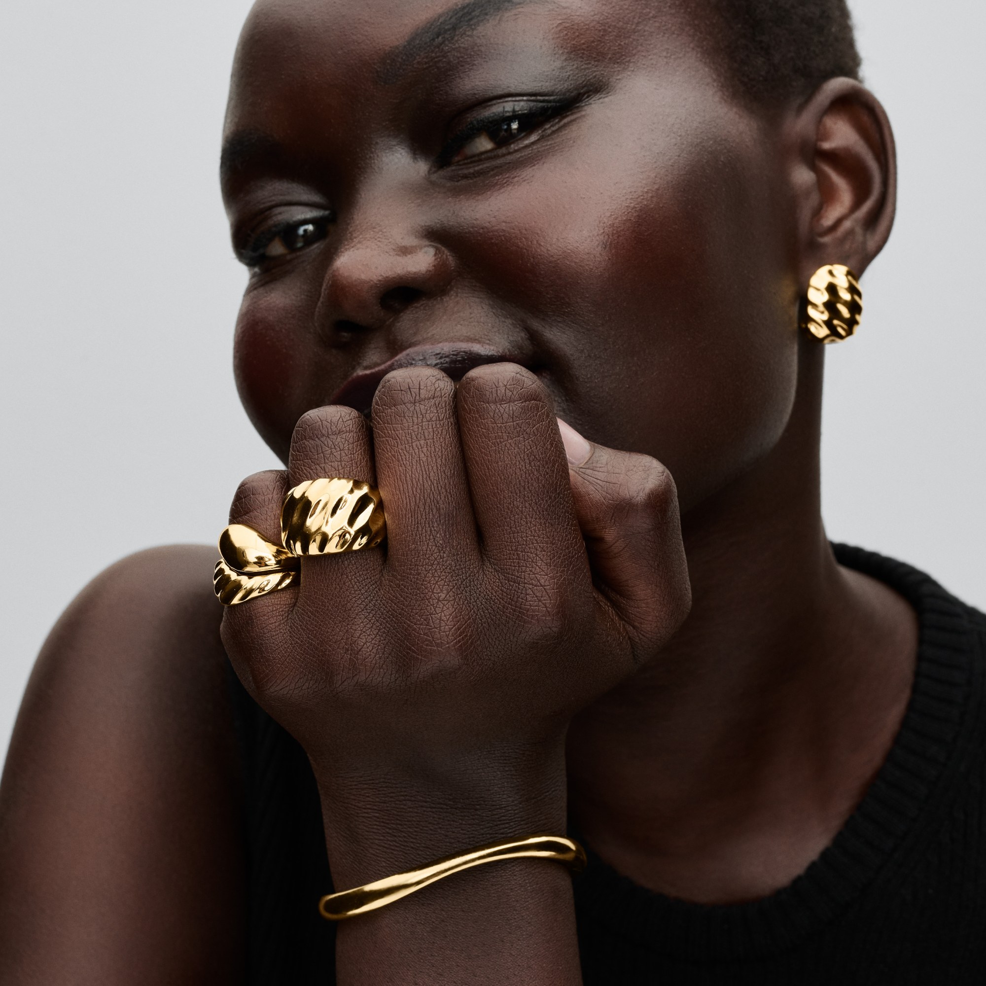 Pandora ESSENCE - gewellter Statement-Ring - Gelbgold Vergoldung – Ansicht 5