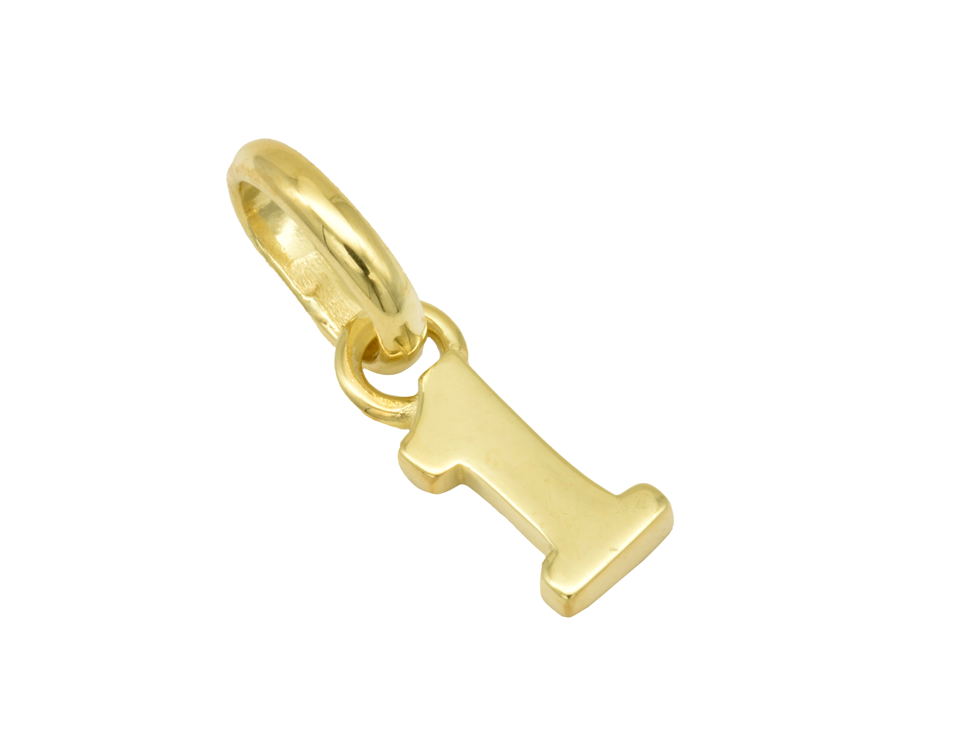 Gold Anhänger Zahl 1 aus 585 Gelbgold, poliert, symbolisiert Glückszahlen, hergestellt von Juwelier Harnisch, ideal für individuelle Schmuckstücke und persönliche Geschenke.