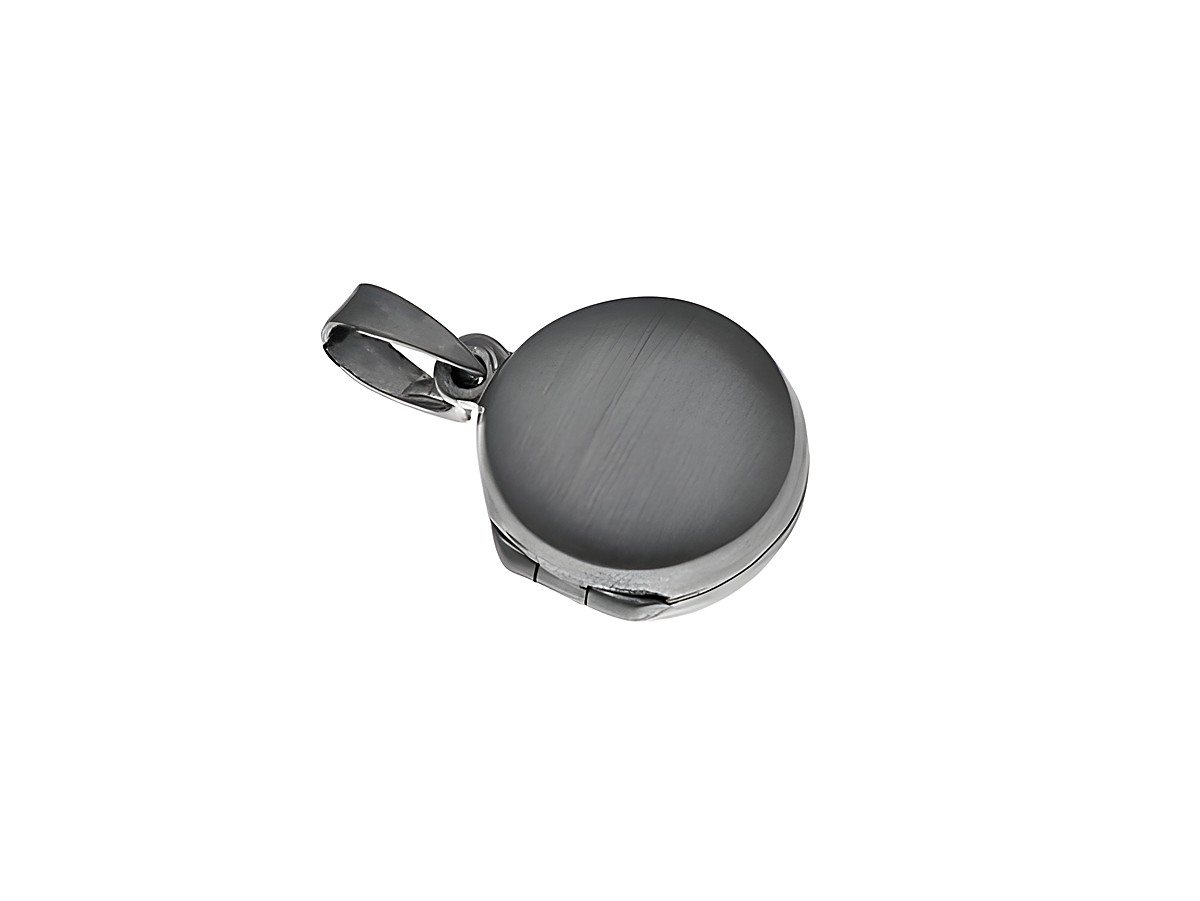 Kleines Medaillon aus Sterling Silber mattiert, 15 mm, Rund, mit verschließbarem Deckel für persönliche Erinnerungen, ideal als Schmuckstück oder Geschenk. Hersteller: Juwelier Harnisch.