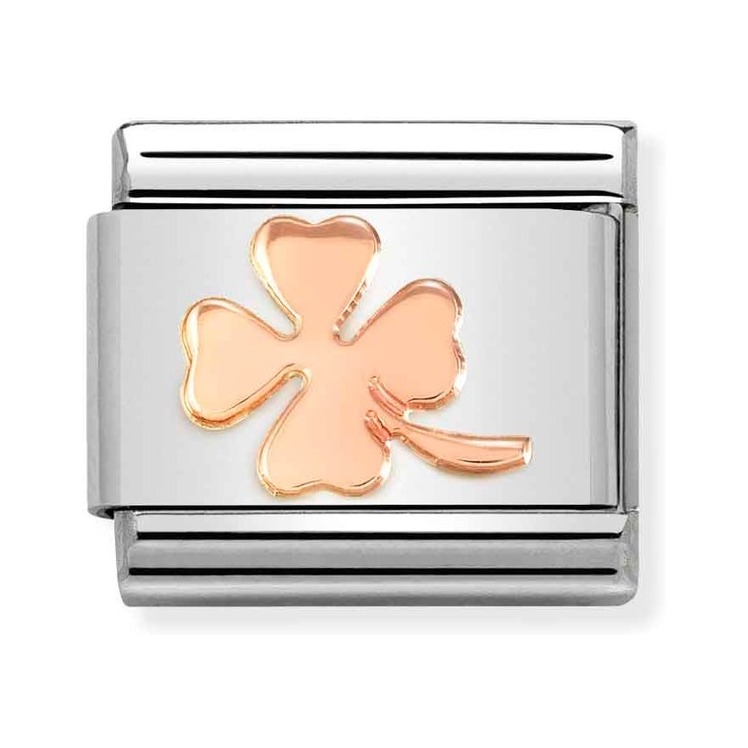 Nomination Composable Classic Charm Glücksklee - Edelstahl, Gold 375 Roségold