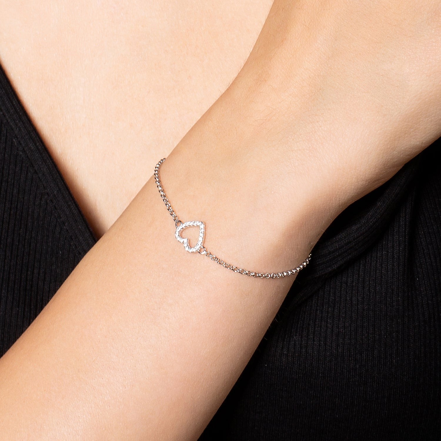 XENOX Sterling Silber Armband XS2784 - 15-20 cm - LOVE STORY - Ankerkette - Herz – Ansicht 3