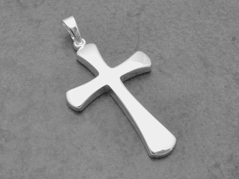 Silber Anhänger Kreuz klassisch, Hersteller Juwelier Harnisch, schlichtes Design mit glatter Oberfläche und harmonischen Formen, ideal für jeden Anlass.