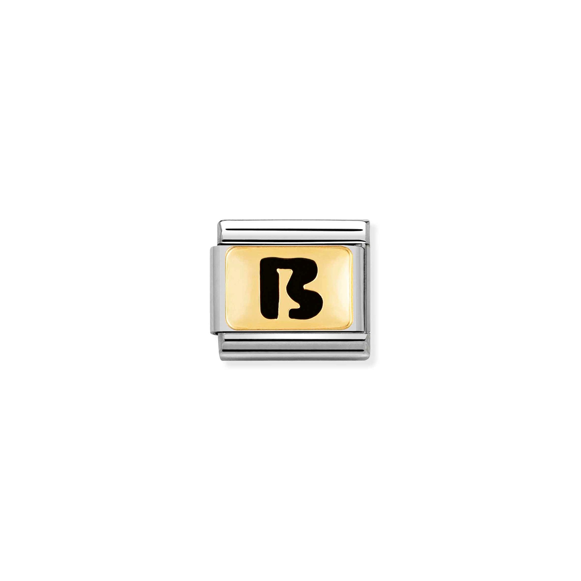 Nomination Composable Classic Charm Buchstabe B schwarz - Edelstahl, Gold 750 Gelbgold, Emaille