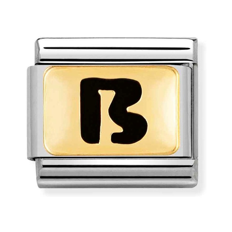 Nomination Composable Classic Charm Buchstabe B schwarz - Edelstahl, Gold 750 Gelbgold, Emaille