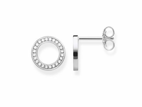 41612207-0 Ohrstecker von Thomas Sabo aus 925 Sterling Silber in kreisförmigem Design mit weißen Zirkonia besetzt, modern und elegant, ideal für jeden Anlass.