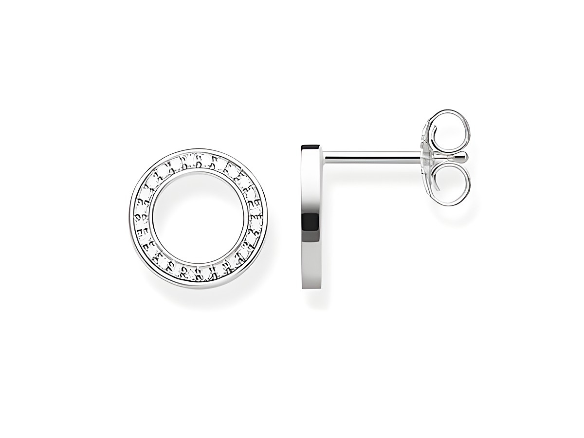 Ohrstecker von Thomas Sabo aus 925 Sterling Silber in kreisförmigem Design mit weißen Zirkonia besetzt, modern und elegant, ideal für jeden Anlass.