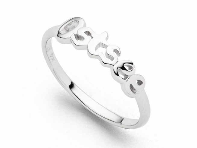 DUR Ring mit Ostsee Schriftzug aus rhodiniertem Sterling Silber, Größe 60, schlichtes und elegantes Design, ideal für jeden Anlass.