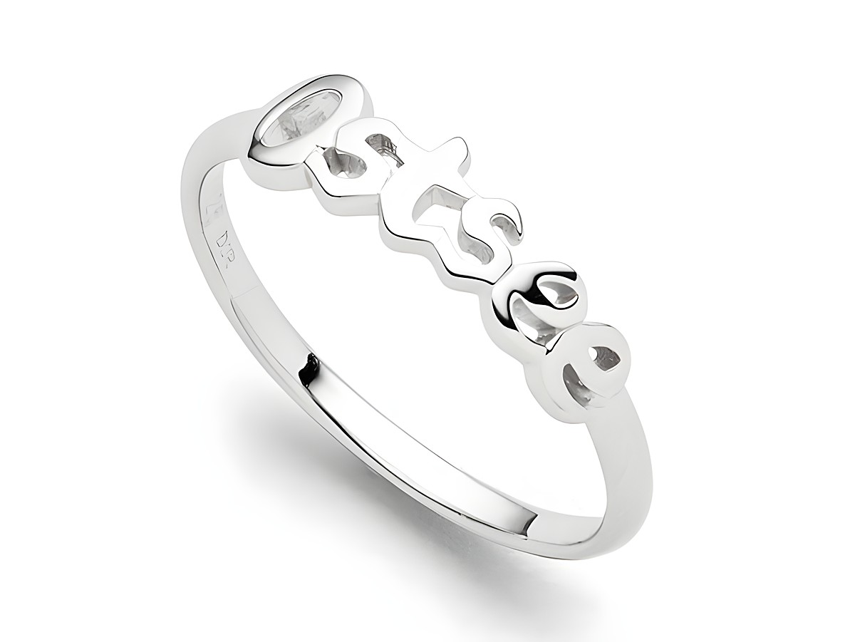 DUR Ring mit Ostsee Schriftzug aus rhodiniertem Sterling Silber, Größe 60, schlichtes und elegantes Design, ideal für jeden Anlass.