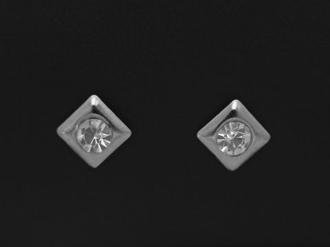 61091-0 Ohrringe Quadrat Edelstahl mit Glasstein, Hersteller Juwelier Harnisch, Edelstahl Stecker, elegantes Design für jeden Anlass.