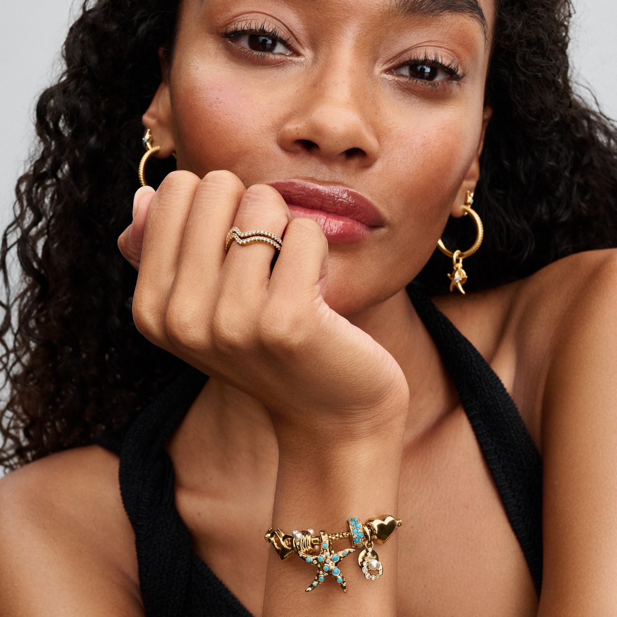 Pandora Aqua Blue CLIP - Gelbgold Vergoldung – Ansicht 5