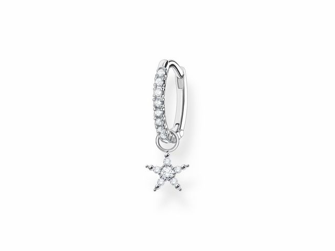 Ohrschmuck von Thomas Sabo aus Sterling Silber mit einem hängenden Stern und Zirkonia-Steinen, elegantes Design, ideal für besondere Anlässe.
