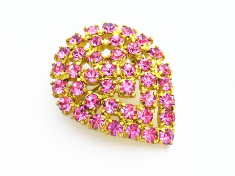 Rosa Strass Brosche im sexy City Look in Blattform, mit funkelnden rosa Strasssteinen, Hersteller Juwelier Harnisch, ideal für einen glamourösen Akzent.