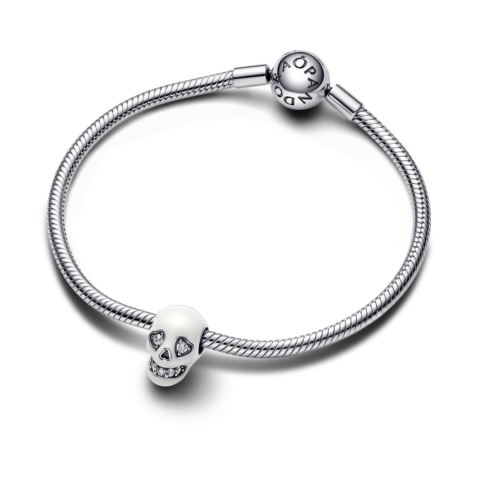 Pandora Totenkopf - im Dunkeln leuchtend - Sterling Silber - Zirkonia + Emaille Ansicht 3 – Ansicht 3