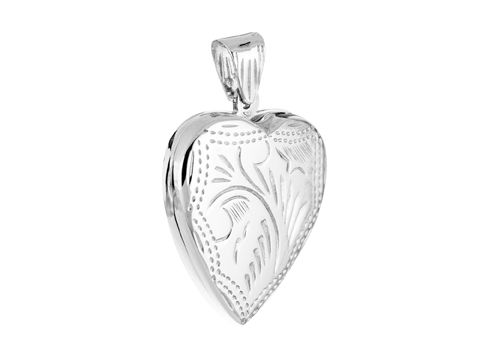 Medaillon Herz Flach aus Silber mit feiner Verzierung, Hersteller Juwelier Harnisch, elegantes Design und ideal als persönliches Geschenk oder für besondere Anlässe.