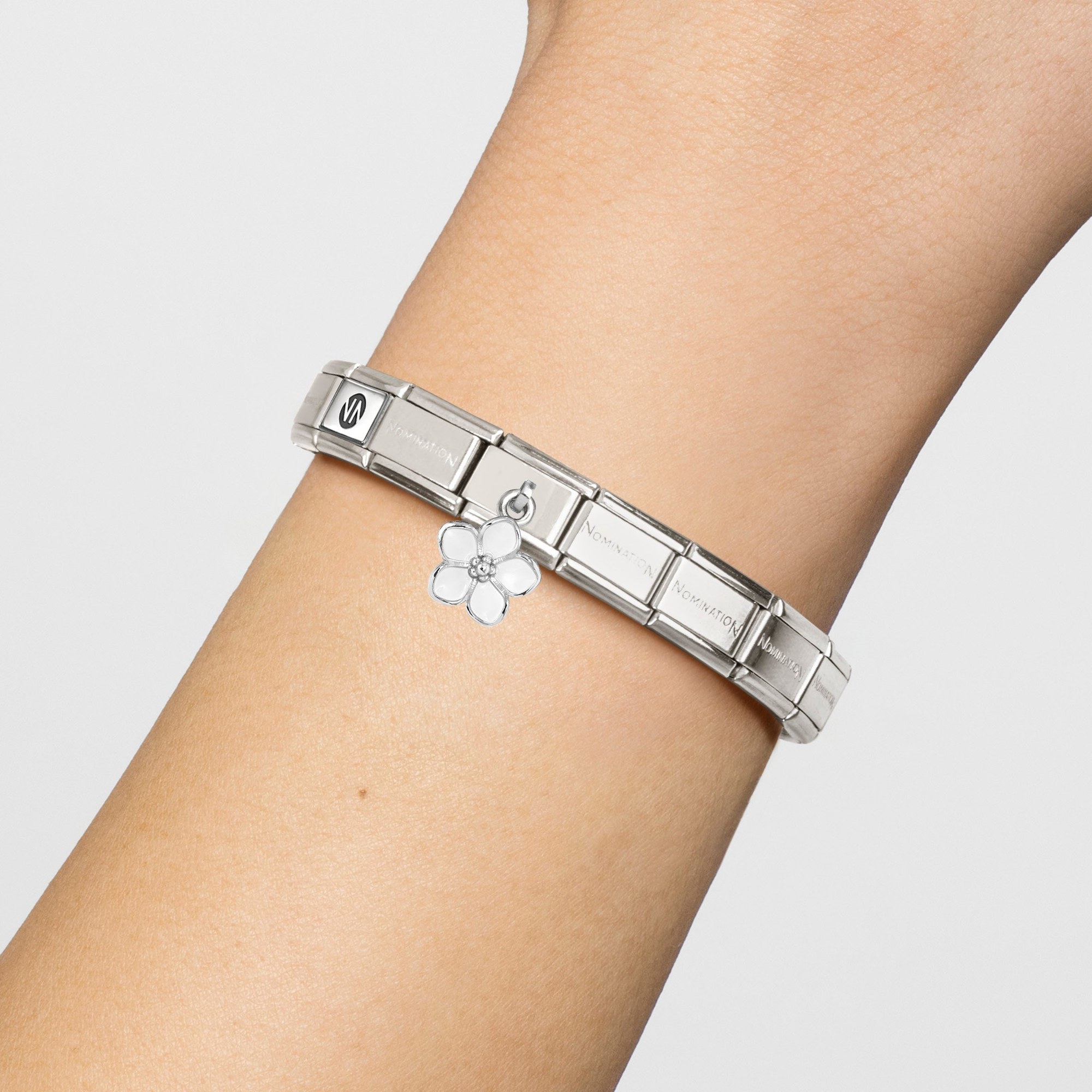 Nomination CLASSIC Charm-Anhänger aus Sterling Silber - Emaille - Blume - Weiß – Ansicht 2