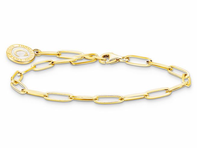 Armband von Thomas Sabo aus Silber mit vergoldeten Elementen, gleichmäßiger Gliederkette und Karabinerverschluss, passend für einen Handgelenksumfang von 17 cm.