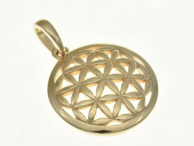 Rund Blumenmuster Anhänger aus Sterling Silber, rosegold vergoldet, gefertigt von Juwelier Harnisch, mit filigranen Blütenmotiven. Ideal für jeden Anlass.