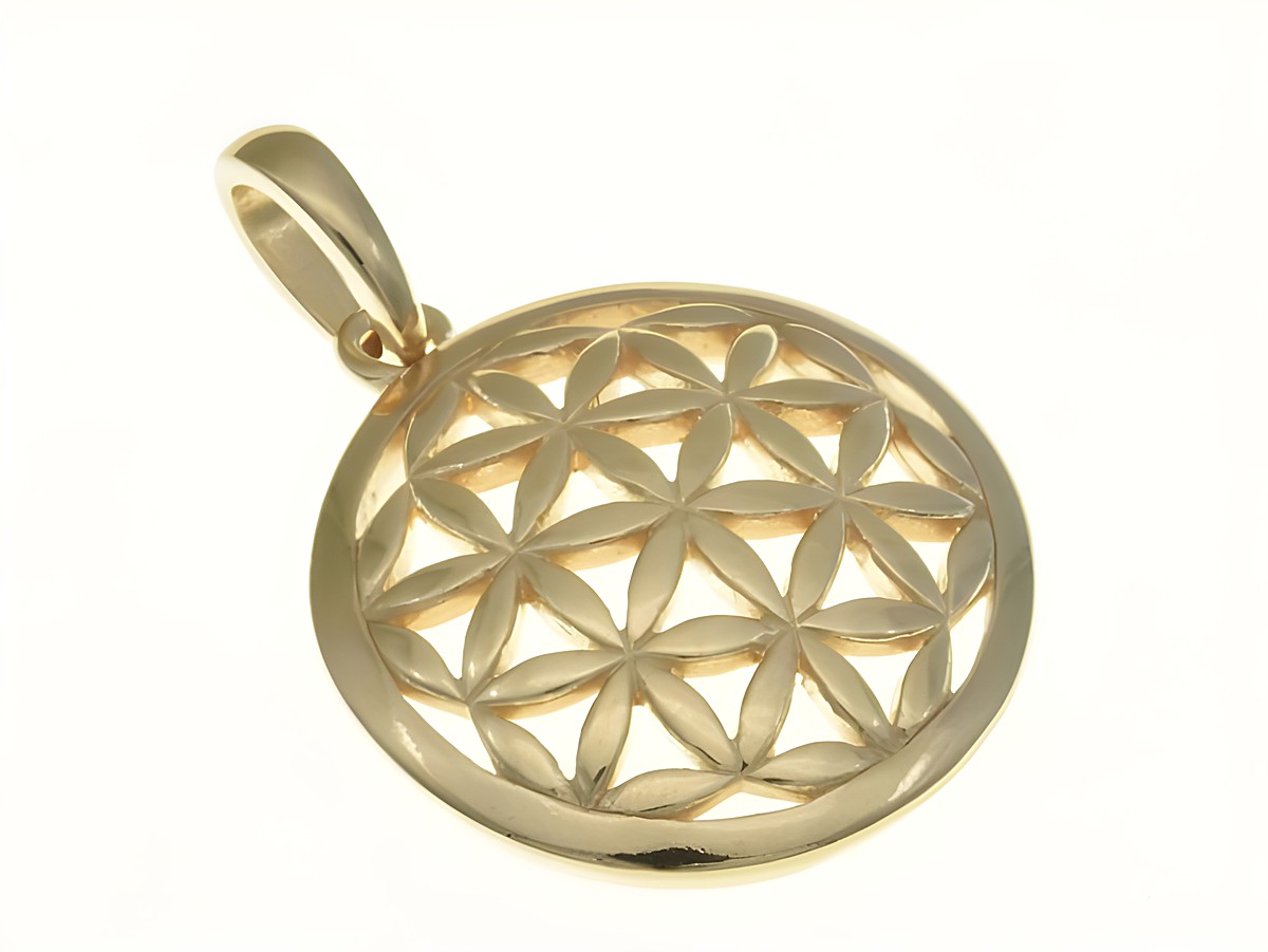 Rund Blumenmuster Anhänger aus Sterling Silber, rosegold vergoldet, gefertigt von Juwelier Harnisch, mit filigranen Blütenmotiven. Ideal für jeden Anlass.