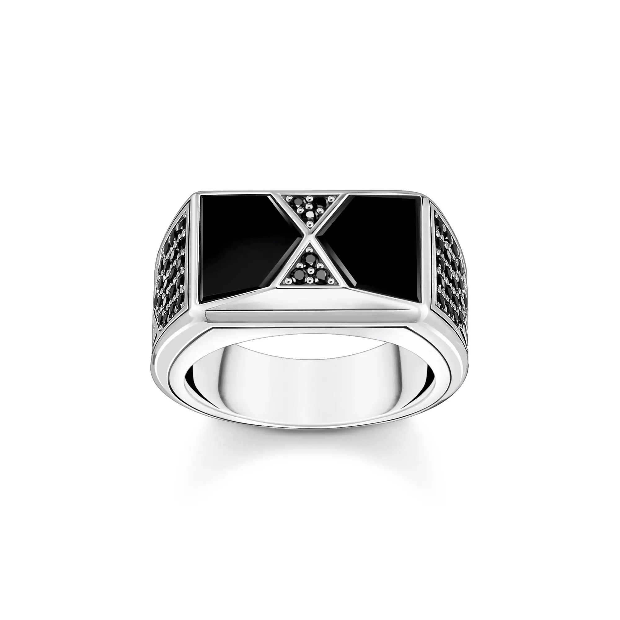 Thomas Sabo Ring - Silber geschw. + Achat + Zirkonia - schwarz