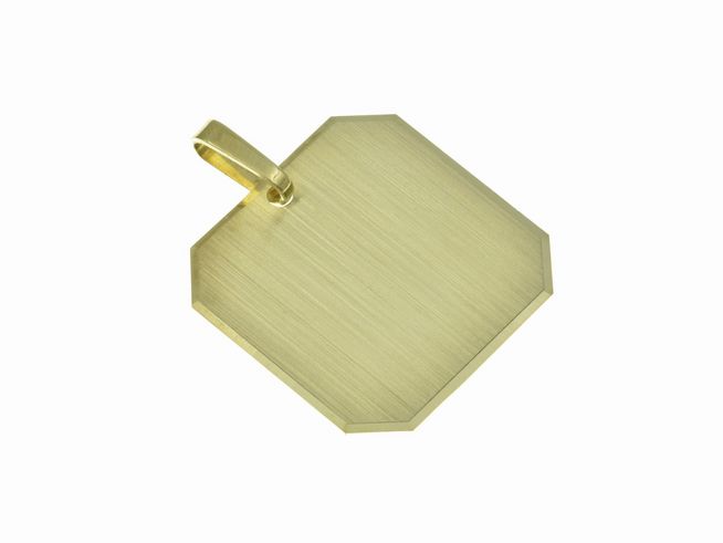 Gravurplatte aus 333er Gold im Oktagon-Design, Maße 24 x 24 mm, Hersteller Juwelier Harnisch, ideal für individuelle Gravuren, glänzende Oberflächenstruktur.