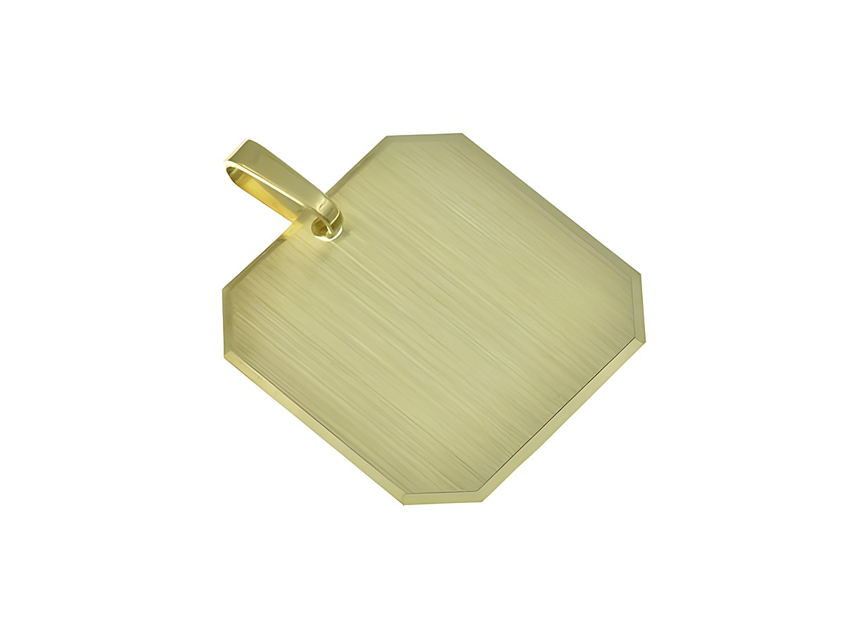 Gravurplatte aus 333er Gold im Oktagon-Design, Maße 24 x 24 mm, Hersteller Juwelier Harnisch, ideal für individuelle Gravuren, glänzende Oberflächenstruktur.