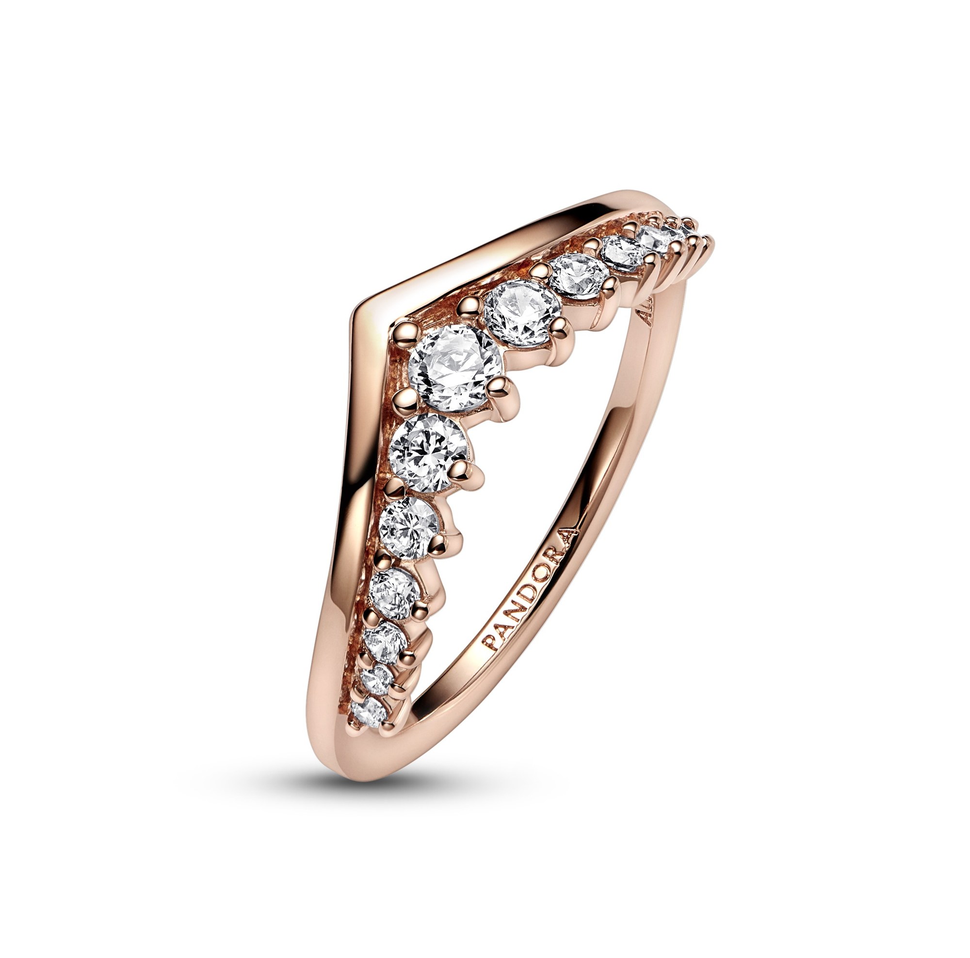 Pandora Wishbone Schwebender Pavé-Ring - Roségold Verg. - Zirkonia - Klar Ansicht 3 – Ansicht 3