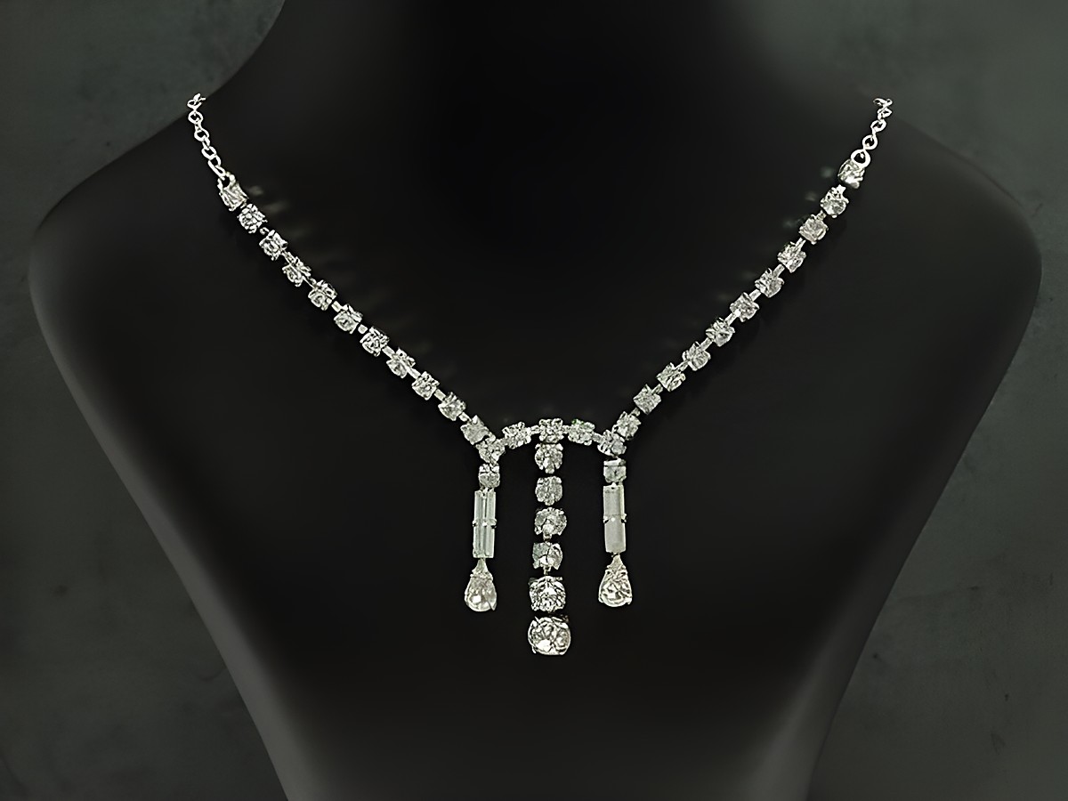 Strass Collier Kette funkelnd in Weiß, 38-45 cm, von Juwelier Harnisch aus Sterling Silber, silberfarben mit eleganten, glitzernden Elementen, ideal für besondere Anlässe.