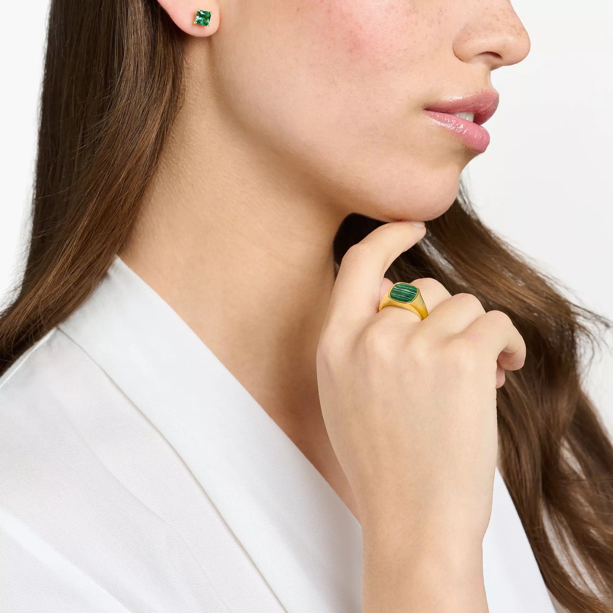 Thomas Sabo Ring klassisch grün-gold – Silber – vergoldet – Ansicht 2