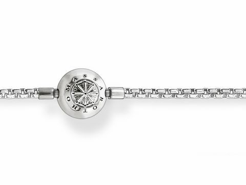 41606588-0 Silberne Kette von Thomas Sabo Karma Beads mit einem geschmackvollen Anhänger in Form eines Kompasses, 50 cm lang, elegant und zeitlos im Design.