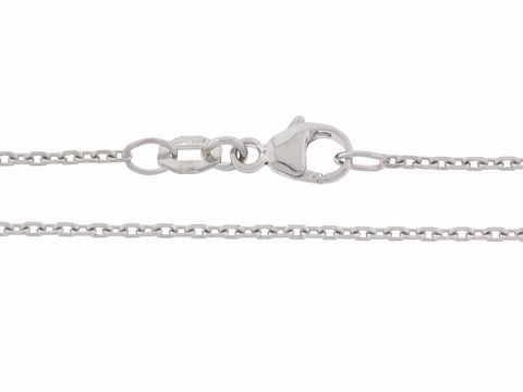 Anker Kette aus Weißgold 750 mit diamantierten Gliedern in den Maßen 1,3 x 1,3 mm, Länge 45 cm, Hersteller Juwelier Harnisch, besonderer Verschluss für eine elegante Optik.
