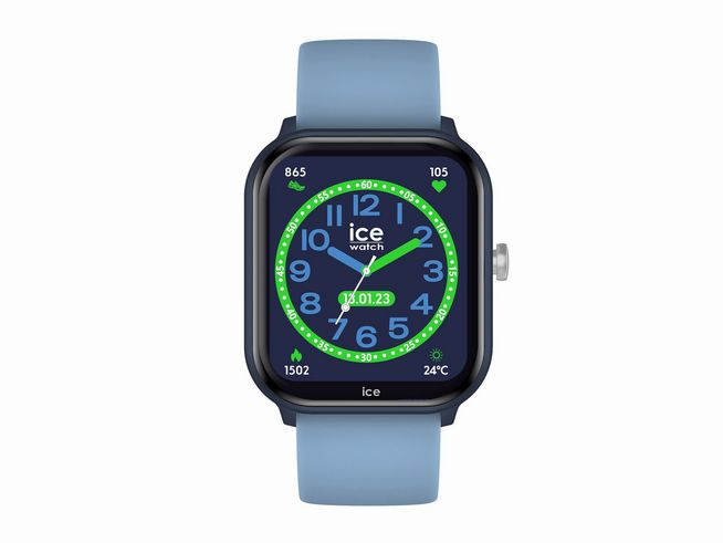 Ice Watch Smartwatch Uhr 022795 smart junior 2.0 ICE Blue light Blue 1.75 Zoll mit buntem Ziffernblatt, digitaler Anzeige und sportlichem Armband in hellem Blau.