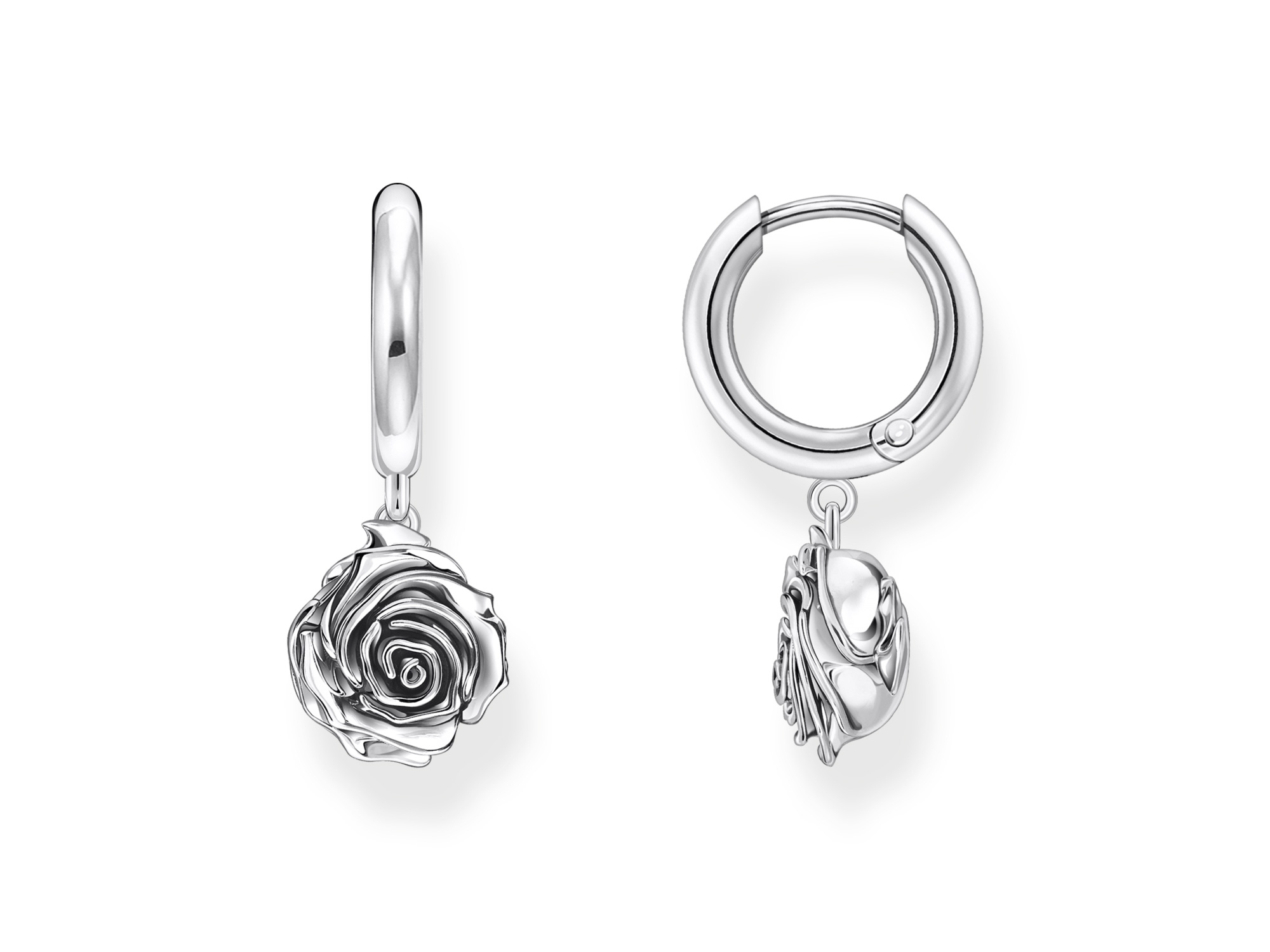 Thomas Sabo Creolen CR757-637-21 in rosé Silber mit einem filigranen Rosenanhänger, perfekt für einen eleganten Look und aktuelle Neuheit des Herstellers Thomas Sabo.