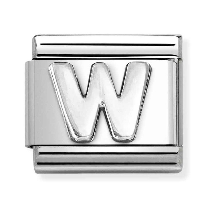 Nomination Composable Classic Charm Buchstabe W - Edelstahl, Sterling Silber oxidiert