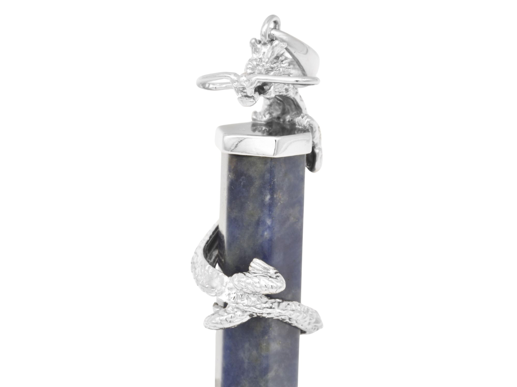 Anhänger Drachen Pendel - Sterling Silber 925 - poliert - Sodalith Blau