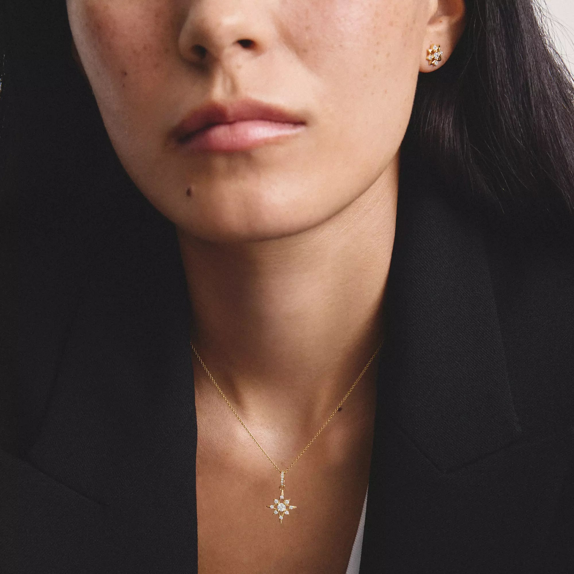Thomas Sabo Midnight Sky - Kette Stern - 18k Gelbgold Vergoldung - Zirkonia - 50 cm – Ansicht 4