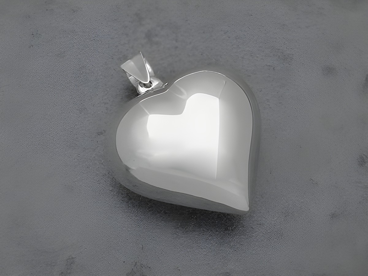 Herz Anhänger 32,7 mm aus Sterling Silber, vollplastisch gestaltet, Hersteller Juwelier Harnisch, ideal als edles Schmuckstück für jeden Anlass.