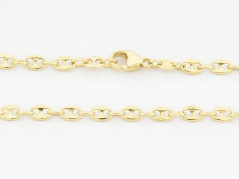 Bohnenkette aus 585 Gold, 50 cm lang, mit Gliedern von 4 x 3,4 mm. Edler Schmuck vom Hersteller Juwelier Harnisch, glänzendes Design und hochwertige Verarbeitung.