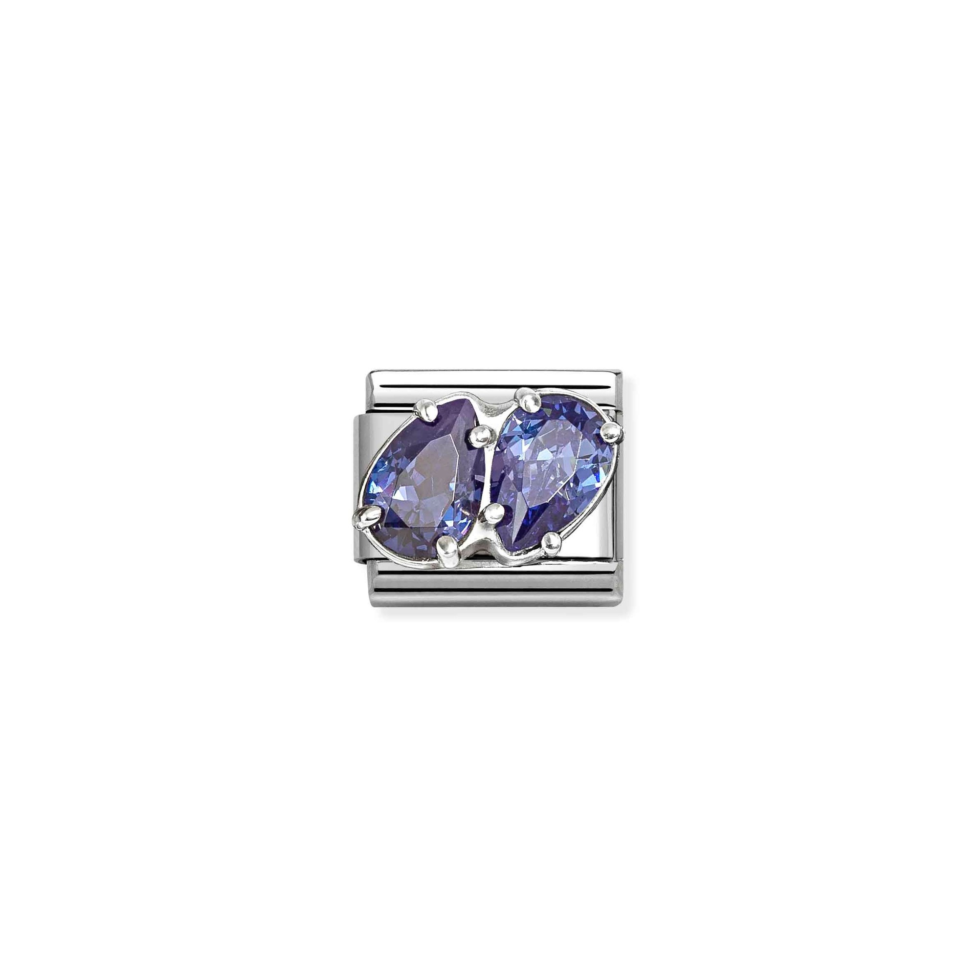 Nomination Classic Sterling Silber charm - 2 Tropfen - Zirkonia - Blau – Ansicht 2