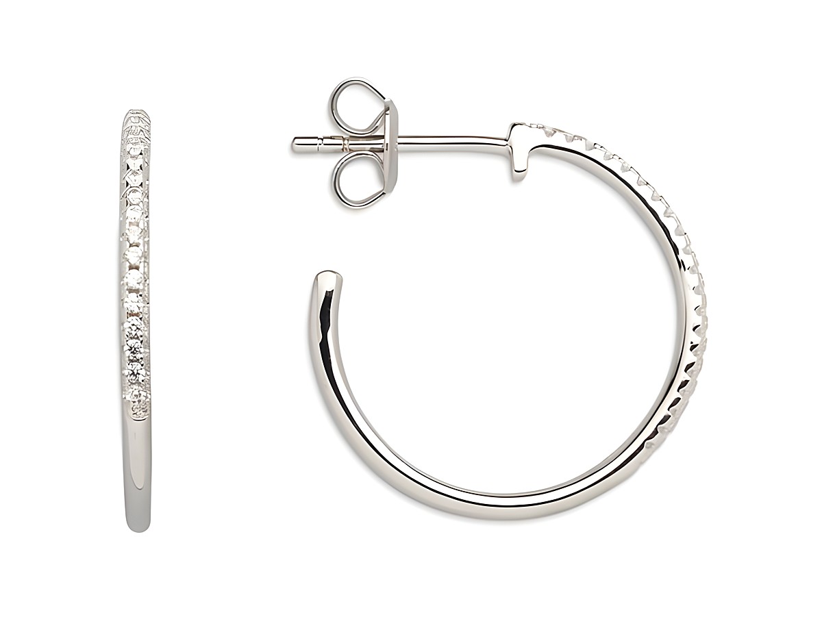 Xenox Sterling Silber Ohrringe XS3524 in Form von Creolen mit funkelndem Design und klassischem Verschluss, eleganter Ohrschmuck für jeden Anlass.