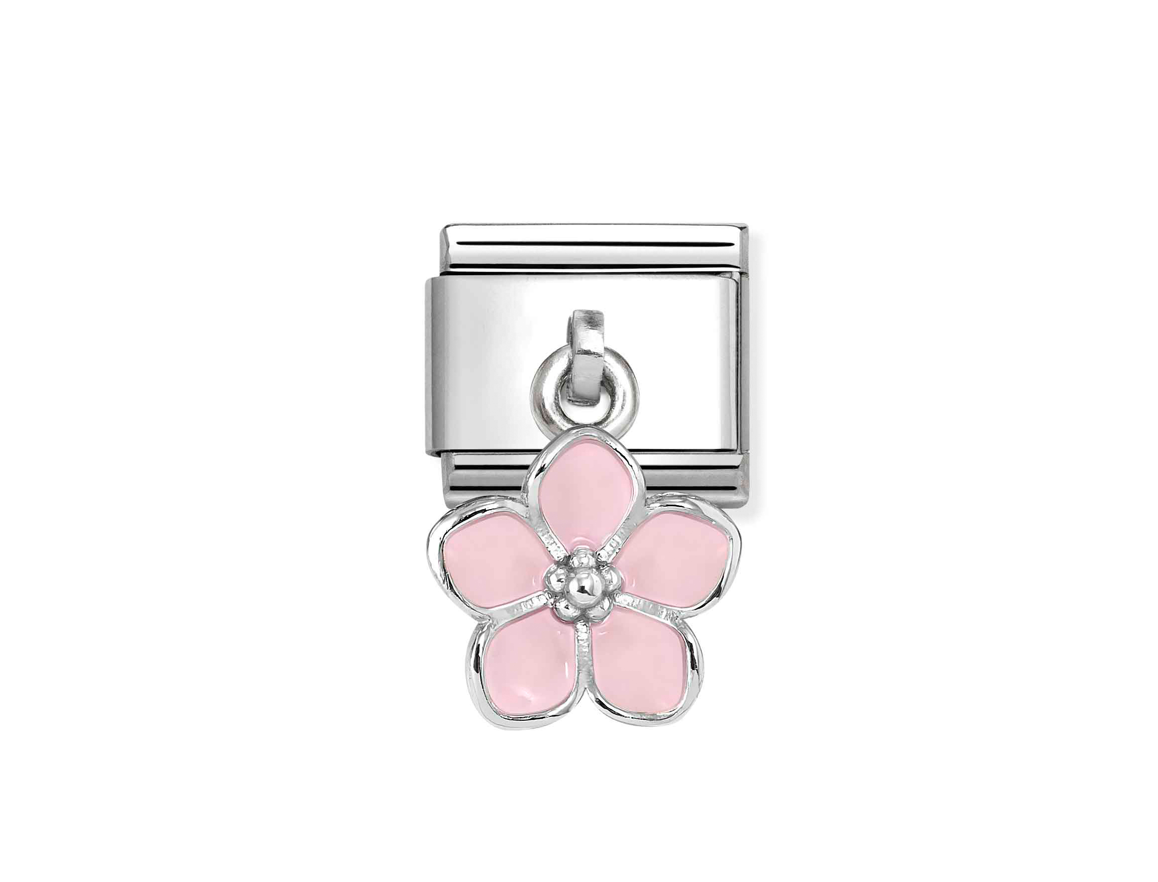 Nomination 331805 23 - CLASSIC Charm-Anhänger aus Sterling Silber - Emaille - Blume - Rosa