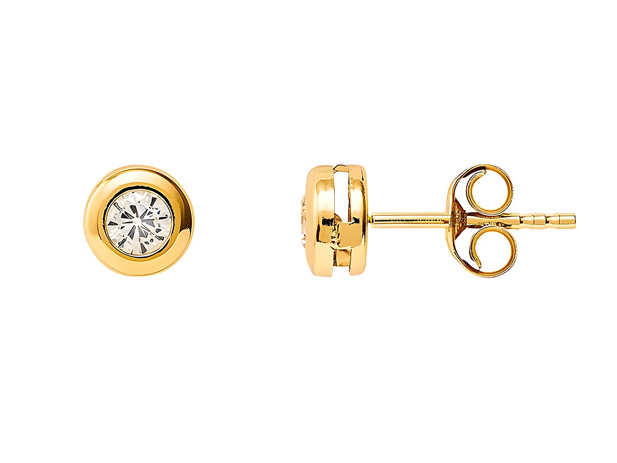 Gelbgold 585 Ohrstecker von Xenox, poliert mit Zirkonia, elegantes Design für jeden Anlass, zeitloser Ohrschmuck aus echt Gold, ideal als Geschenk oder für den persönlichen Gebrauch.