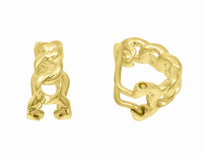 Ohrclip Ohrringe Panzerkette aus Sterling Silber, vergoldet in Gelbgold. Polierte Oberfläche, modernes Design, Hersteller Juwelier Harnisch. Perfekt für jeden Anlass.