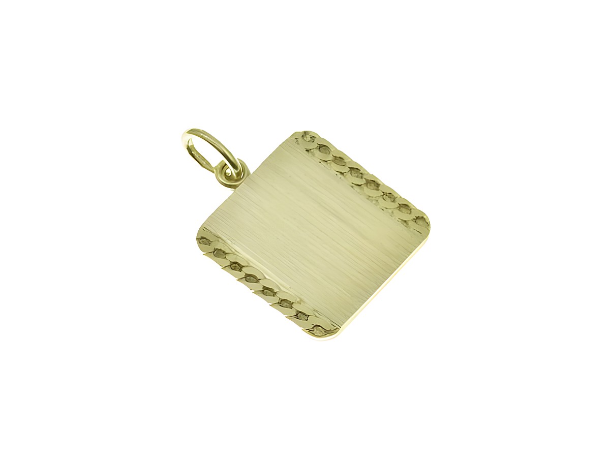 Gravurplatte aus Silber als Anhänger, verziert mit einem strukturierten Rand, hochwertiger Silberschmuck vom Hersteller Juwelier Harnisch.