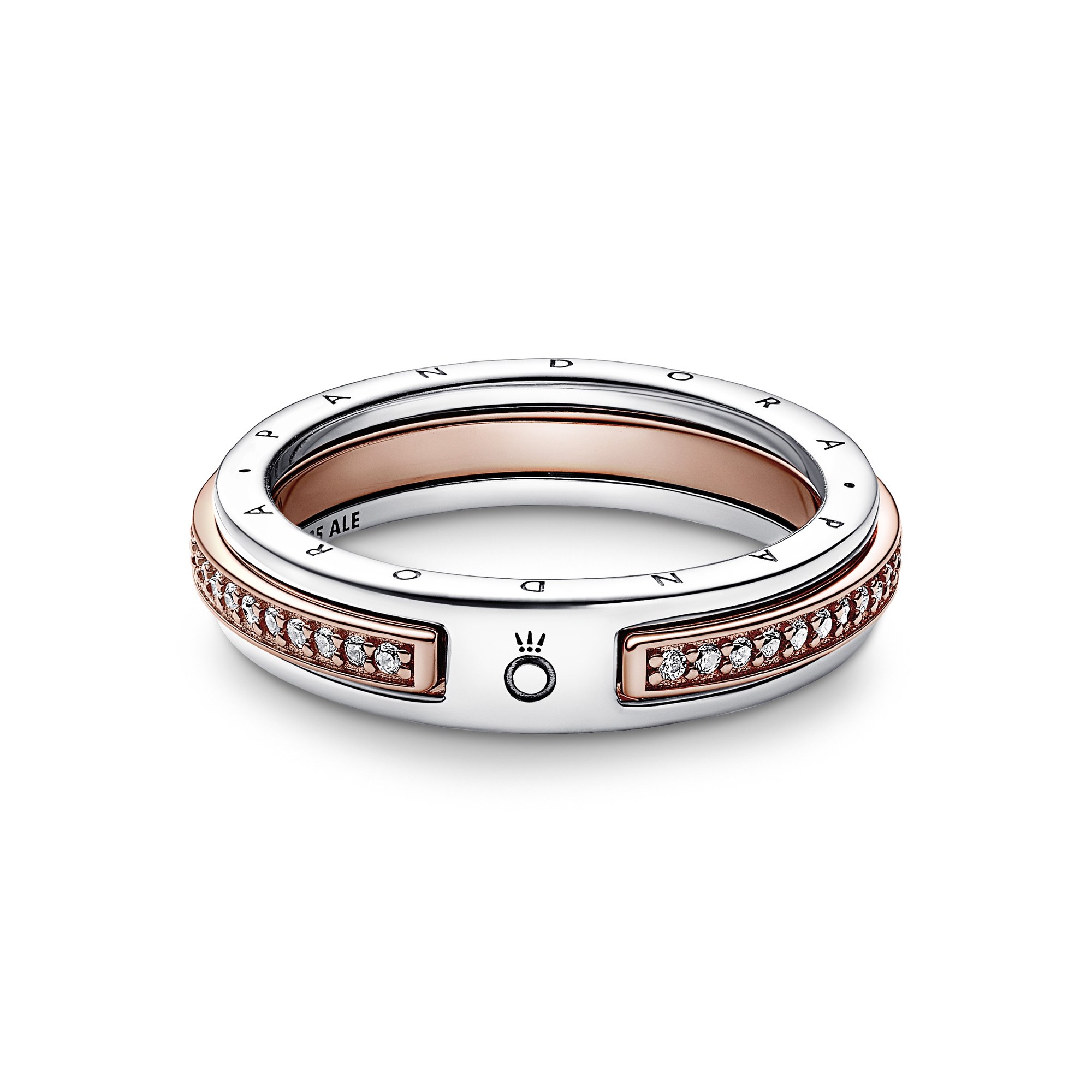 Pandora Bicolor Logo & Pavé Ring - Sterling Silber mit Roségold Vergoldung - Zirkonia Ansicht 2 – Ansicht 2